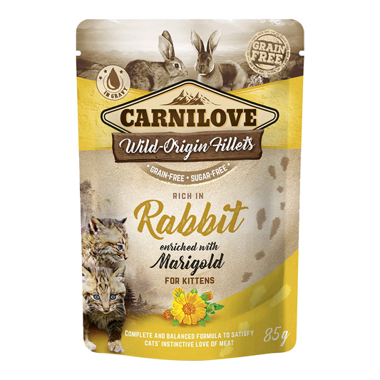 Carnilove Rabbit enriched with Marigold for Kittens (Wet Food Pouches, 85g each)