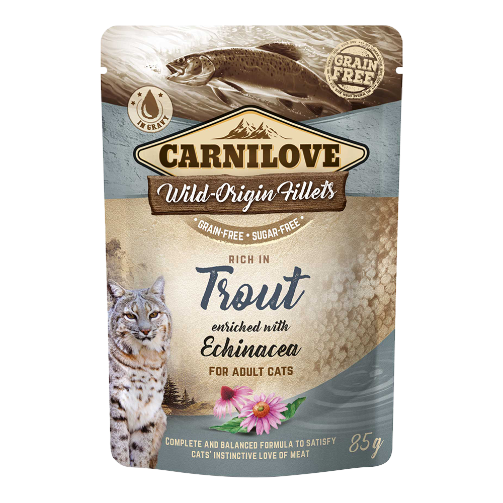 Carnilove Trout enriched with Echinacea for Adult Cats (Wet Food Pouches 24x85g