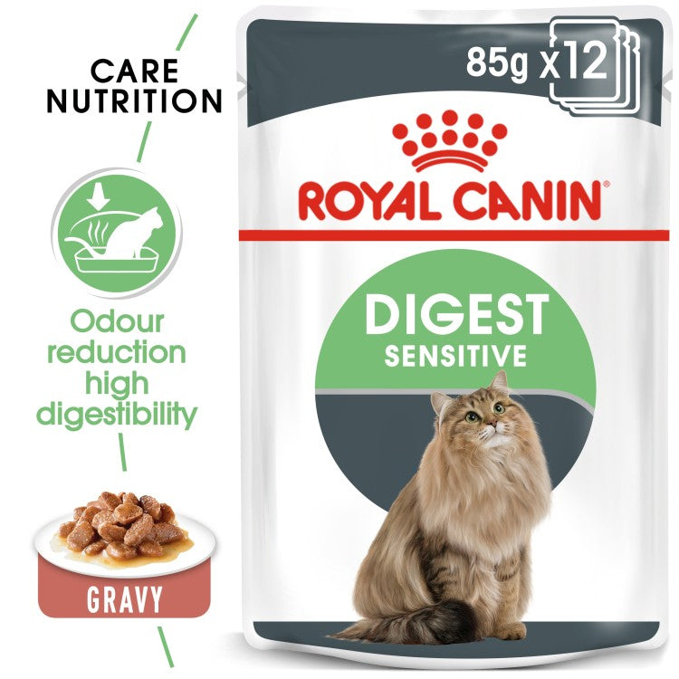 Royal Canin Feline Care Nutrition Digest Sensitive Gravy (WET FOOD - Pouches) 12 x 85g