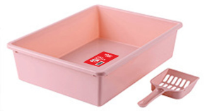 Cat Litter Tray with Scoop - White - M Size, 38 x 28 x 10 cm