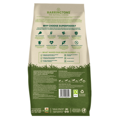 Harringtons Superfoods Turkey with Vegetables Adult Dry Dog Food