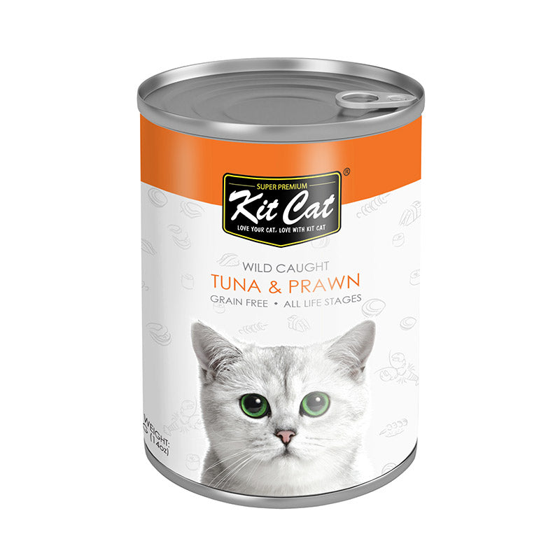 Kit Cat Wild Caught Tuna with Prawn Canned Cat Food 400g