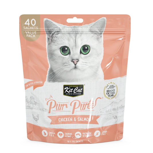 Kit Cat Purr Puree Chicken & Salmon (40 Sachets Value Pack)15g x 40 sachets