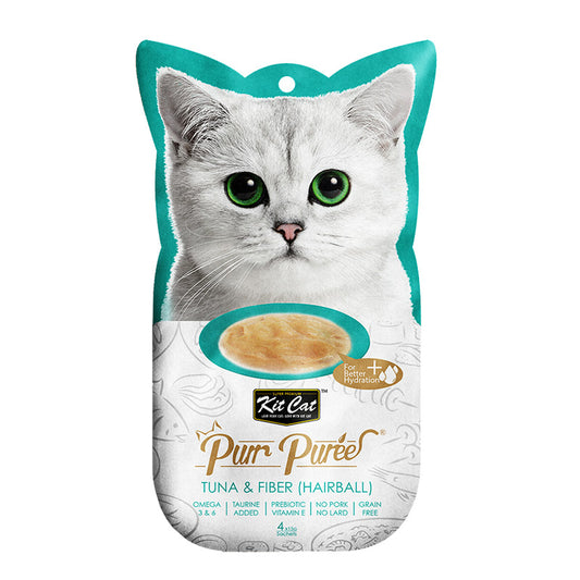 Kit Cat Purr Puree Tuna & Fiber (Hairball)15g x 4 sachets