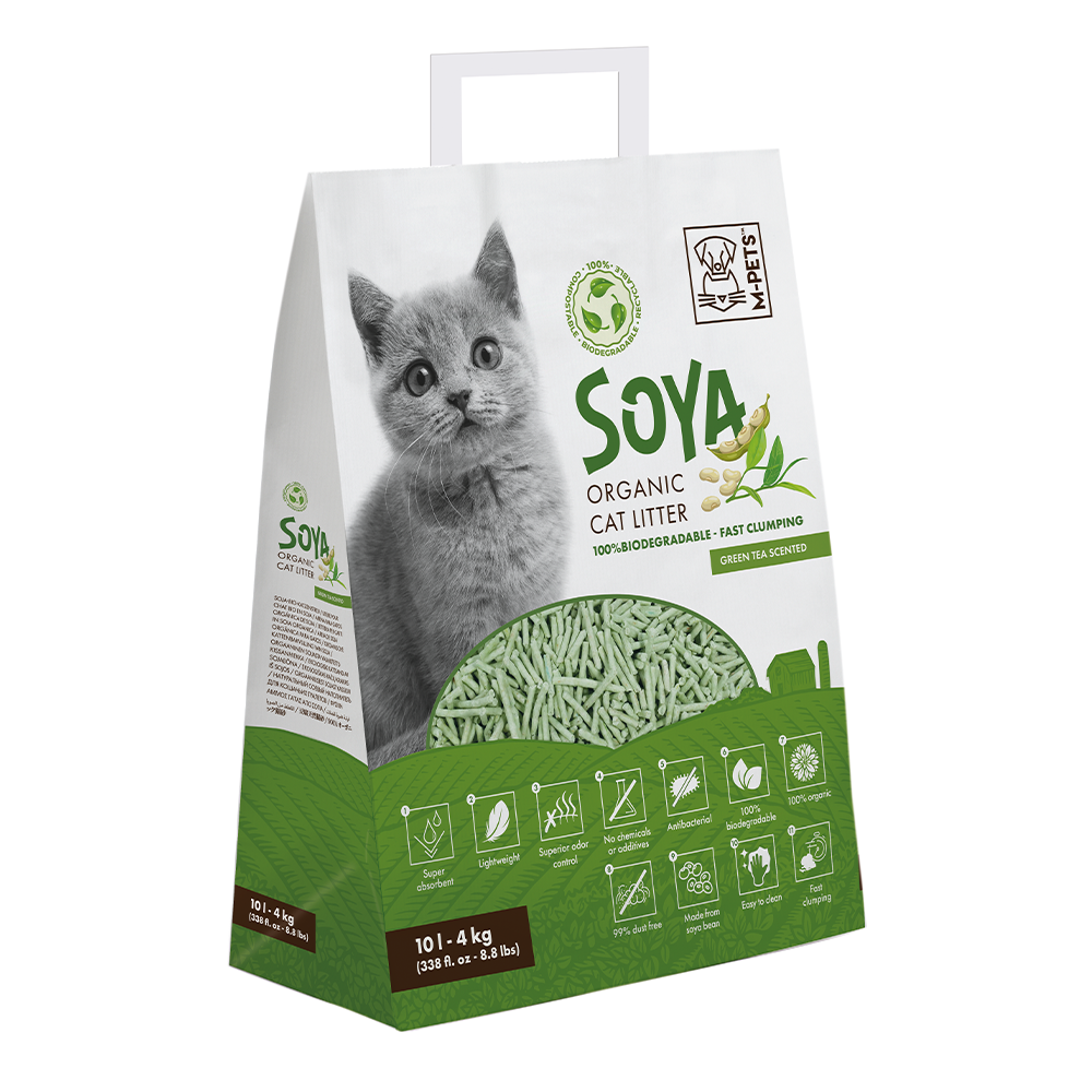 M-PETS Soya Organic Cat Litter Green Tea Scented 10 L – 100% Biodegradable