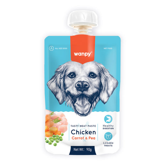 Wanpy Tasty Meat Paste Chicken with Carrot & Pea for Dogs 90g