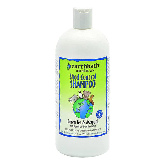 earthbath® Shed Control Shampoo, Green Tea & Awapuhi with Organic Fair Trade Shea Butter, Helps Relieve Shedding & Dander, Made in USA – 32 oz