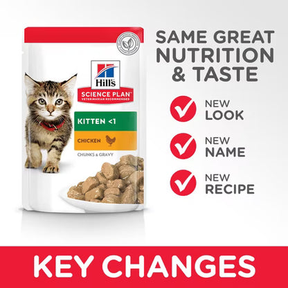 Hill’s Science Plan Tender Chunks In Gravy Kitten Chicken Wet Pouches (12x85g)