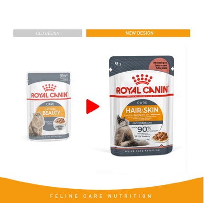 Royal Canin Feline Care Nutrition Hair & Skin Gravy (INTENSE BEAUTY) (WET FOOD - Pouches) 12x85g