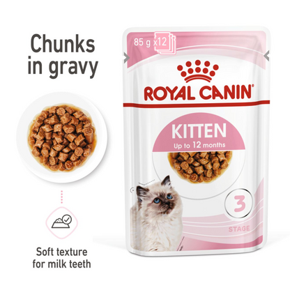 Royal Canin Feline Health Nutrition Kitten Gravy (WET FOOD - Pouches) 12 x 85g