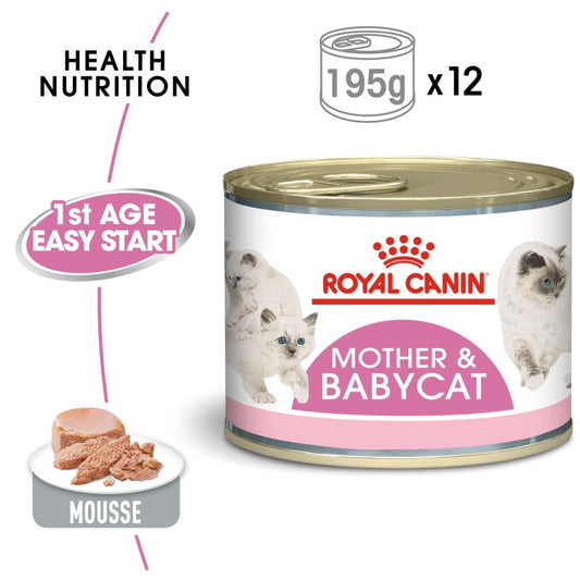 Royal Canin Feline Health Nutrition Mother & Babycat Mousse (WET FOOD - Cans)12 x 195g