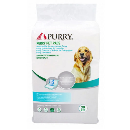 Purry Pet Training Pads Quick Absorbent , Leak Proof And 5 Layer With Floor Sticker 60x60Cm-30Pcs