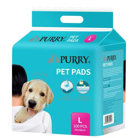 Purry Pet Training Pads Quick Absorbent , Leak Proof And 5 Layer With Floor Sticker 60x60 Cm - 100 Pcs