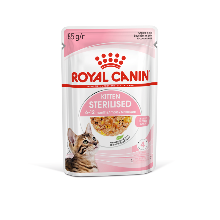 Royal Canin Feline Health Nutrition Kitten Sterilised Jelly (WET FOOD - Pouches) 12 x 85g