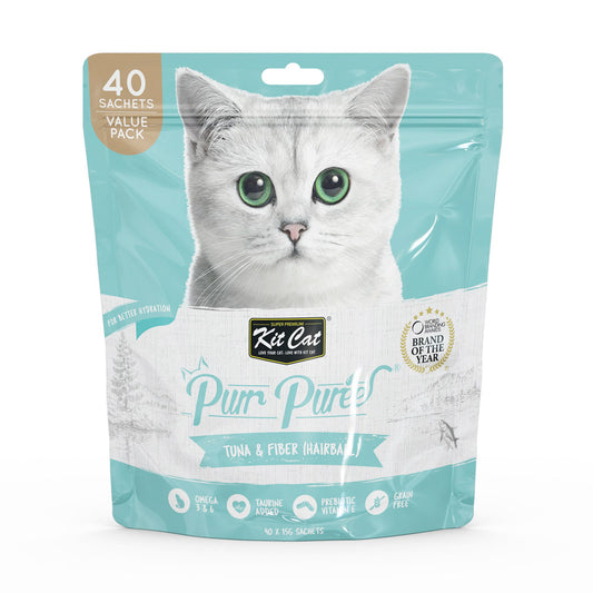 Kit Cat Purr Puree Tuna & Fiber (Hairball) (40 Sachets Value Pack)15g x 40 sachets