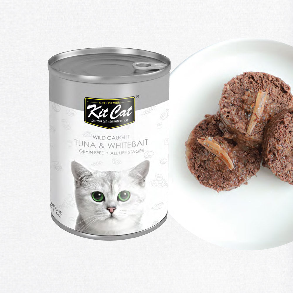 Kit Cat Wild Caught Tuna with Whitebait Canned Cat Food 400g